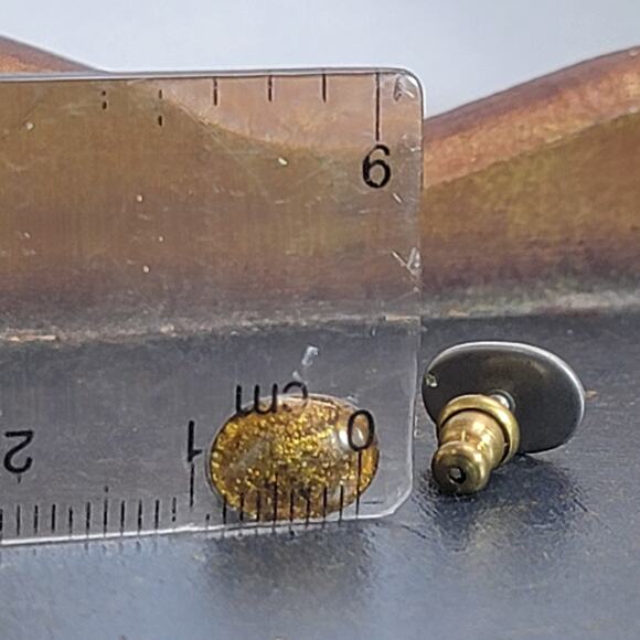 Elegant Gold Glitter Stud Earrings with Brass Post, Chic and Timeless Design - Picture 6 of 10